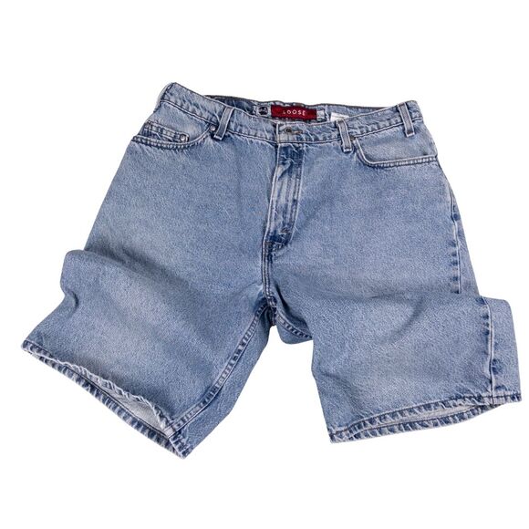 Vintage Levis SilverTab Shorts Mens 36 Loose Fit Baggy Denim Made USA 90s Y2K - Picture 2 of 10